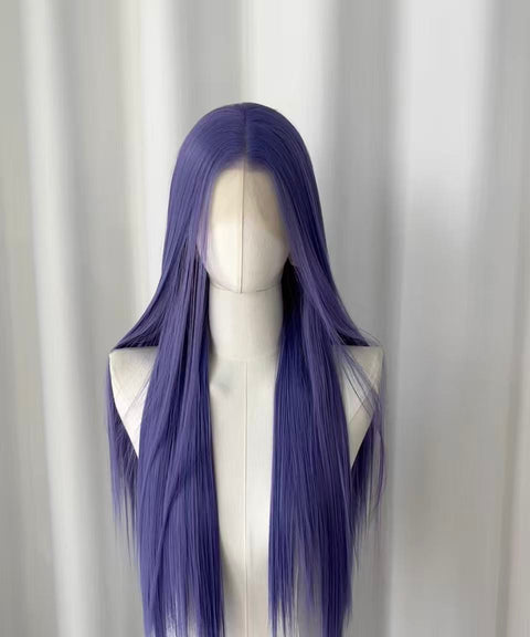 Dusty Purple Long Straight Lace Front Wig | Lavender displayed on a mannequin with long, straight hair.