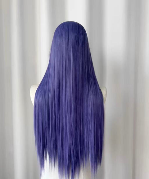 Dusty Purple Long Straight Lace Front Wig | Lavender showcasing the back view with long, straight hair.