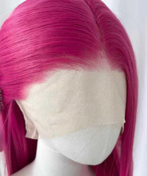 Hot Pink Long Straight Lace Front Wig | Magenta displayed on mannequin showing full length - KAMIYA Atelier