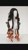 Demon Slayer Nezuko Kamado Cosplay Wig | Black to Burnt Orange Gradient Long Wavy displayed on a wig stand.