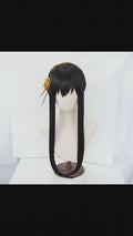 SPY×FAMILY Yor Forger Cosplay Wig Updo Version | Black Long Straight with Bun displayed on a mannequin.
