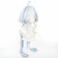 Genshin Impact Furina Focalors Cosplay Wig | White Blue Gradient Long Wavy displayed on a wig stand.